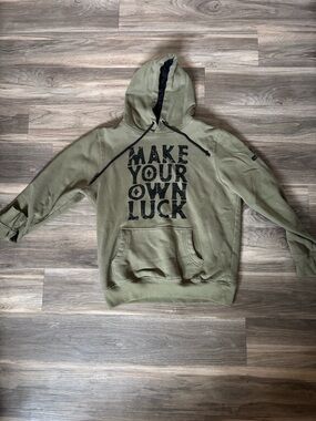Make Your Own Luck Olive Green Hooded Sweatshirt